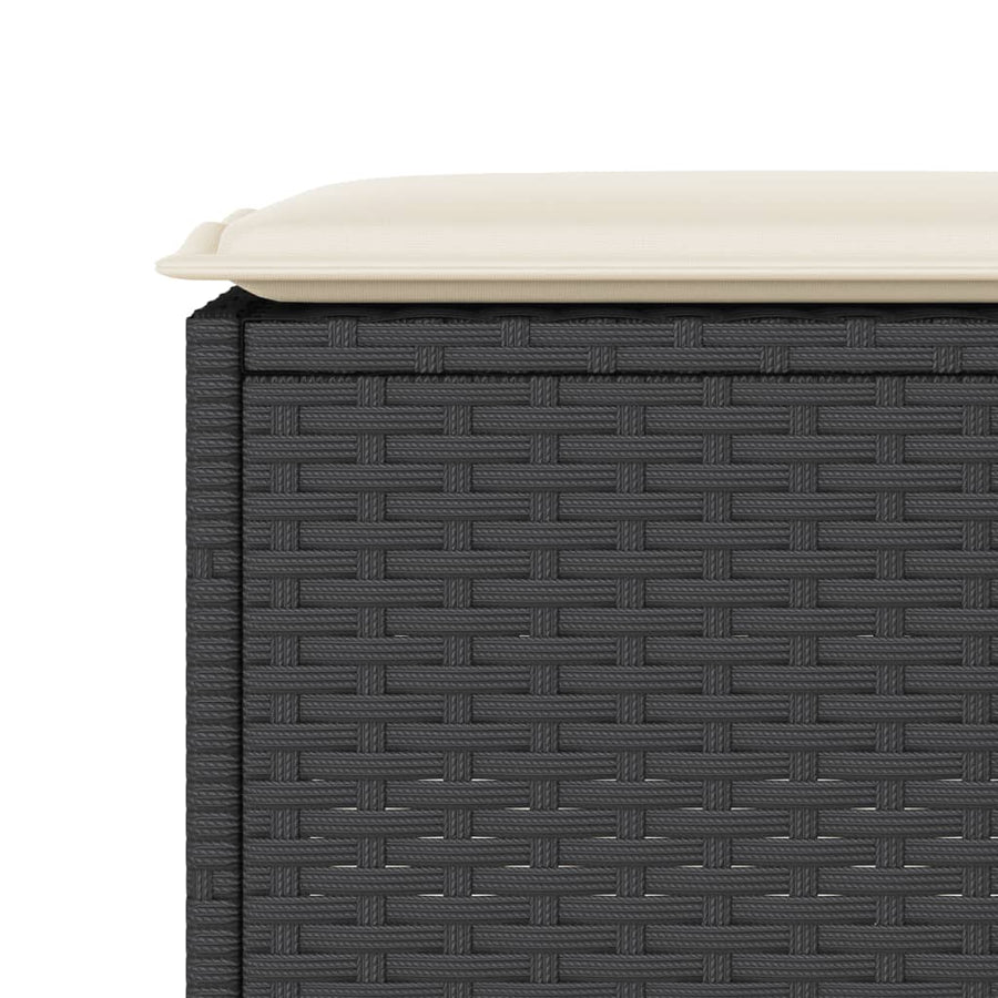 3-delige Tuinbarset met kussens poly rattan zwart