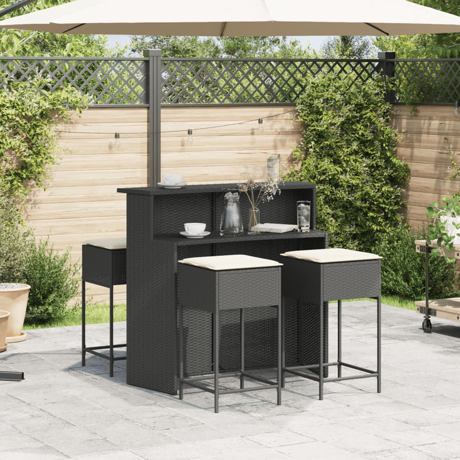 5-Delige Tuinbarset Met Kussens Poly Rattan 4