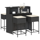 Tuinbarset 5-delig poly rattan met kussens