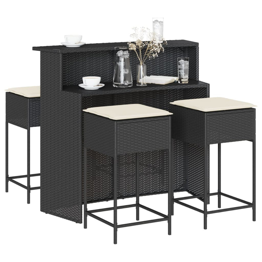5-Delige Tuinbarset Met Kussens Poly Rattan 4