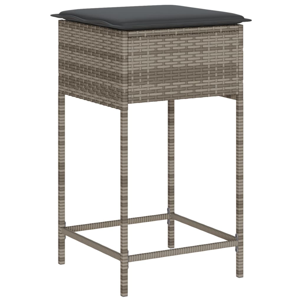 5-Delige Tuinbarset Met Kussens Poly 4 Grijs rattan
