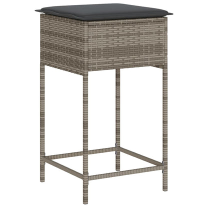 5-Delige Tuinbarset Met Kussens Poly 4 Grijs rattan