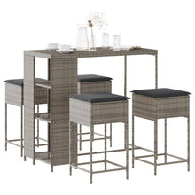 5-Delige Tuinbarset Met Kussens Poly 4 Grijs rattan