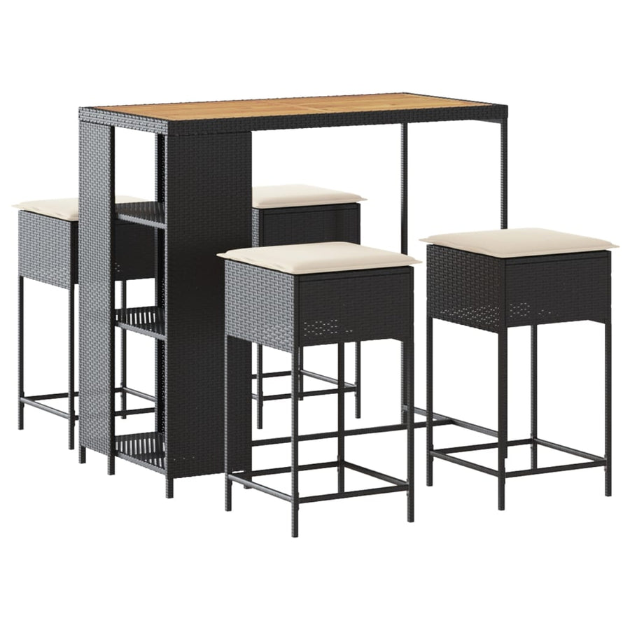 5-Delige Tuinbarset Met Kussens Poly Rattan 4