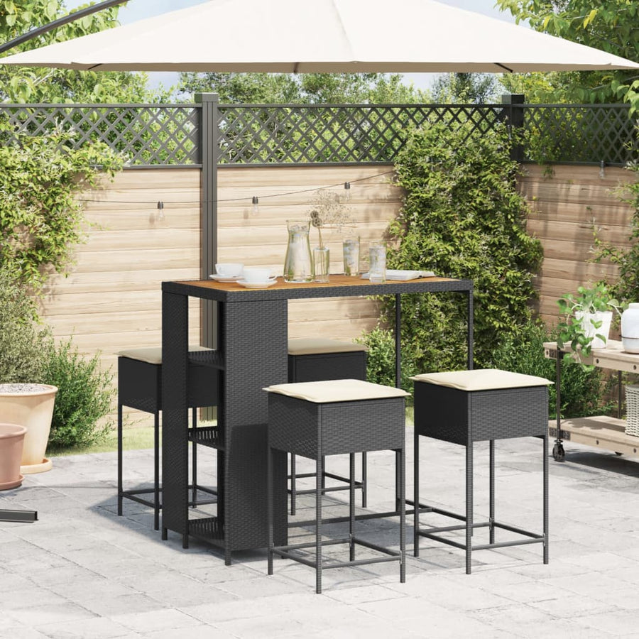 5-Delige Tuinbarset Met Kussens Poly Rattan 4