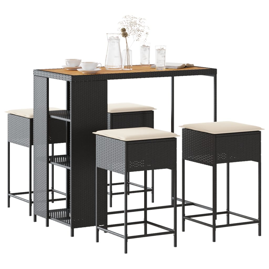 5-Delige Tuinbarset Met Kussens Poly Rattan 4