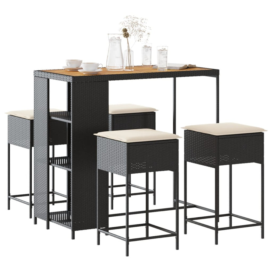 5-Delige Tuinbarset Met Kussens Poly Rattan 4
