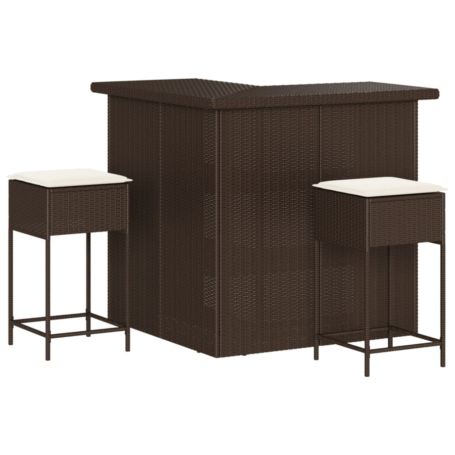 3-Delige Tuinbarset Met Kussens Poly Rattan 2