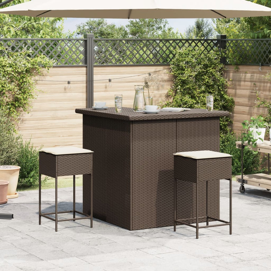 3-Delige Tuinbarset Met Kussens Poly Rattan 2