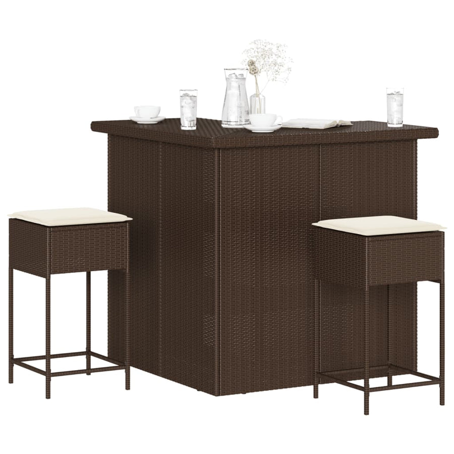3-Delige Tuinbarset Met Kussens Poly Rattan 2