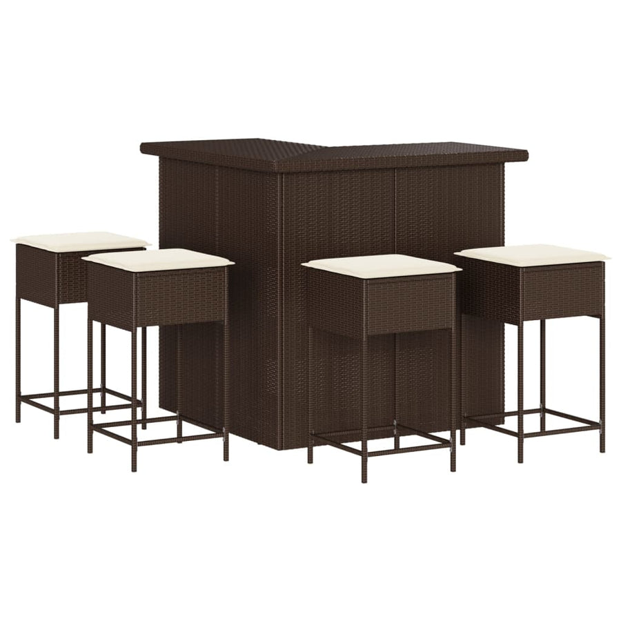 5-Delige Tuinbarset Met Kussens Poly Rattan 4