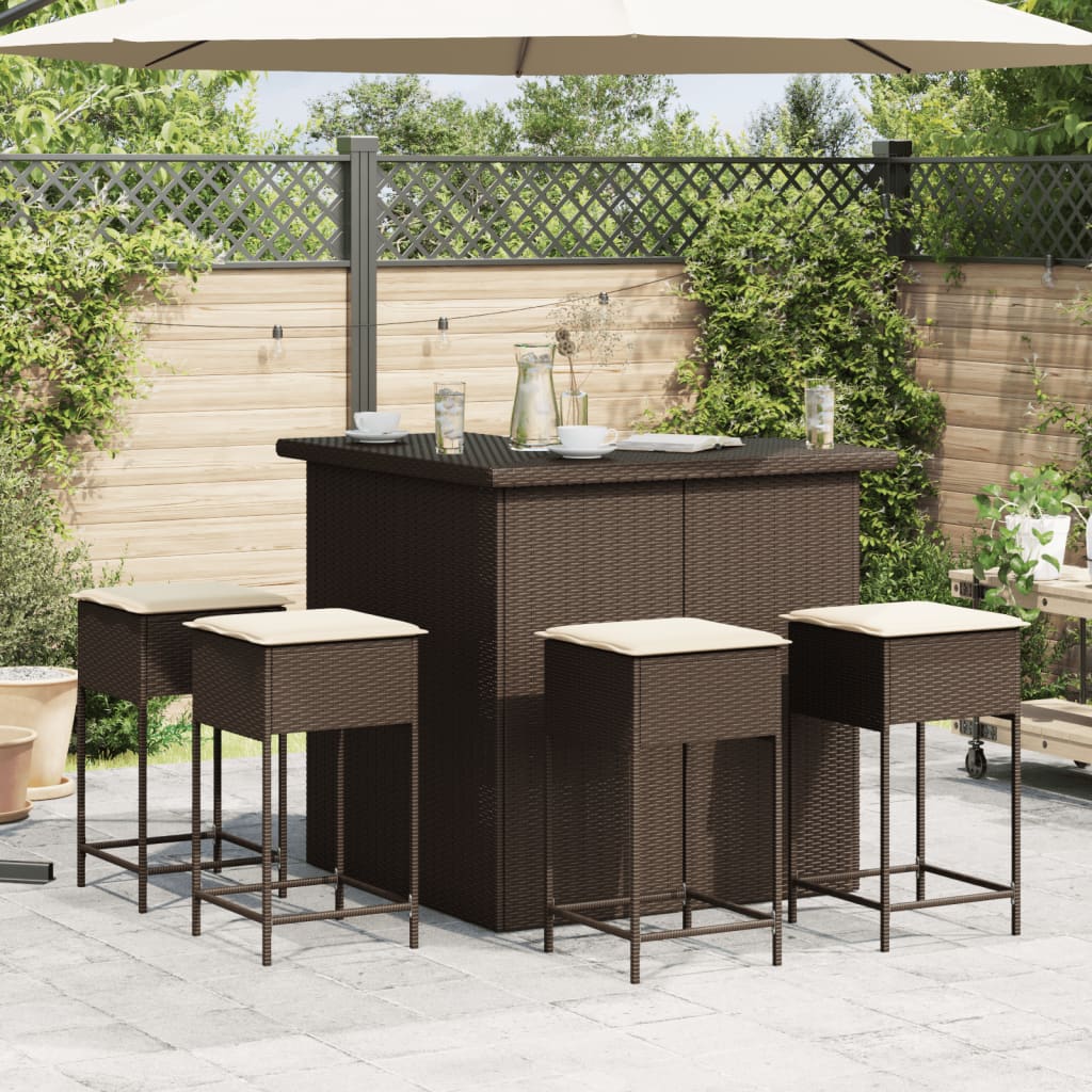 5-Delige Tuinbarset Met Kussens Poly Rattan 4