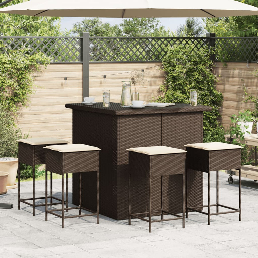 5-Delige Tuinbarset Met Kussens Poly Rattan 4