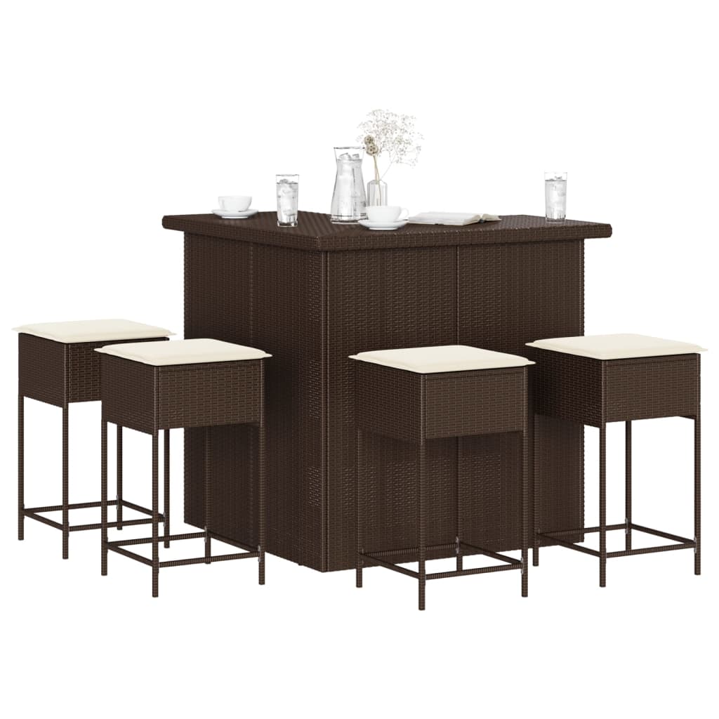 5-Delige Tuinbarset Met Kussens Poly Rattan 4