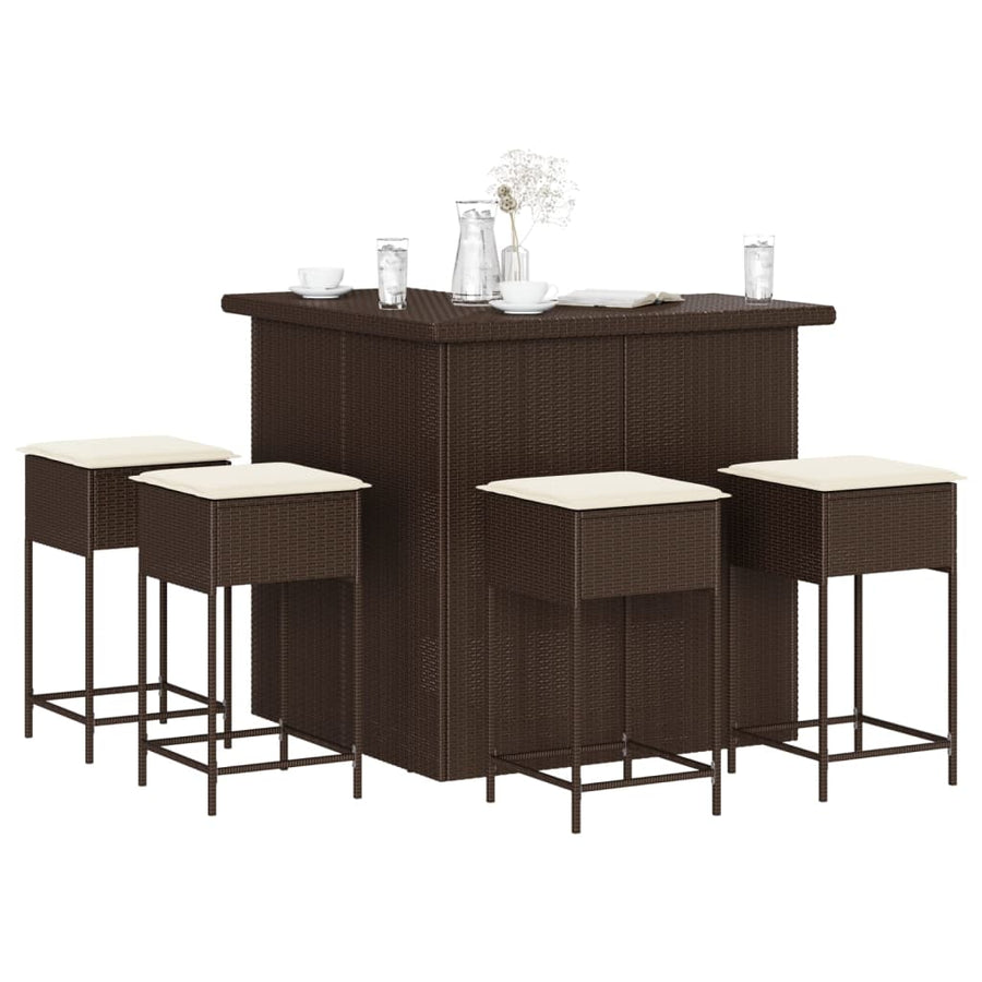 5-Delige Tuinbarset Met Kussens Poly Rattan 4