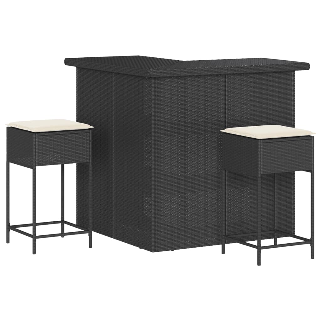 3-Delige Tuinbarset Met Kussens Poly Rattan 2