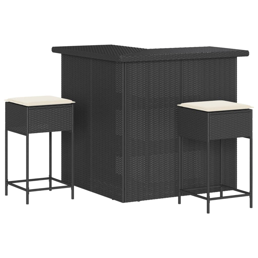 3-Delige Tuinbarset Met Kussens Poly Rattan 2