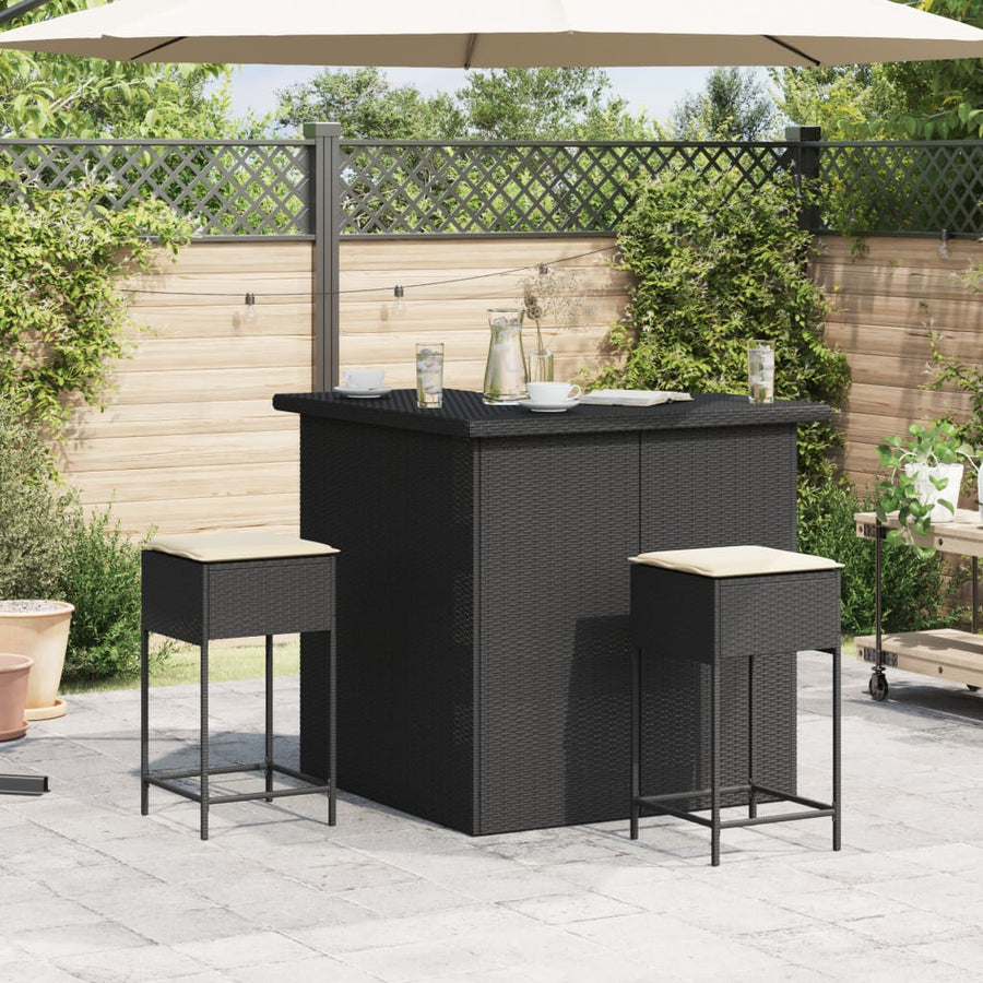 3-Delige Tuinbarset Met Kussens Poly Rattan 2