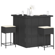 Tuinbarset poly rattan zwart 3-delig