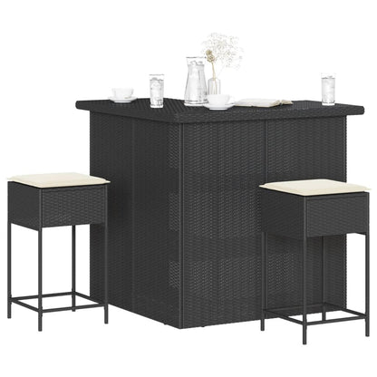 3-Delige Tuinbarset Met Kussens Poly Rattan 2