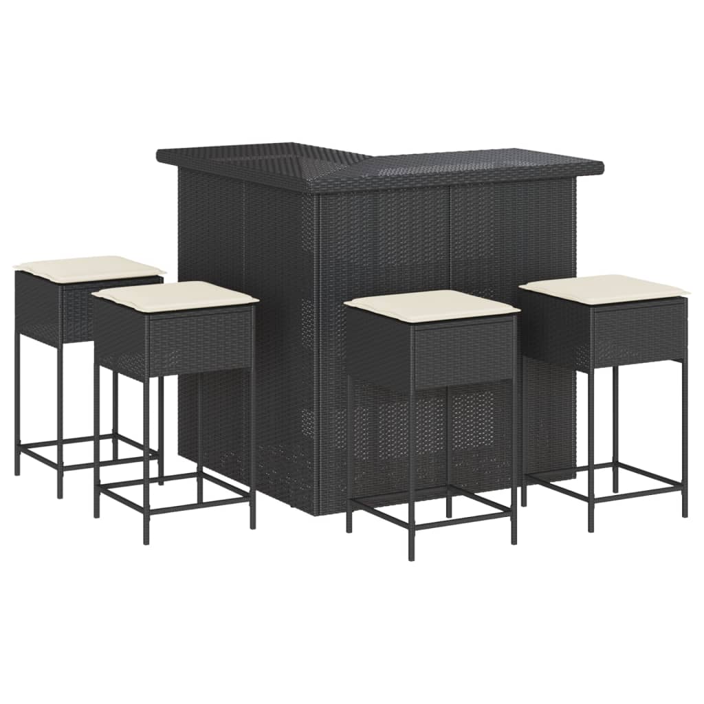 5-Delige Tuinbarset Met Kussens Poly Rattan 4