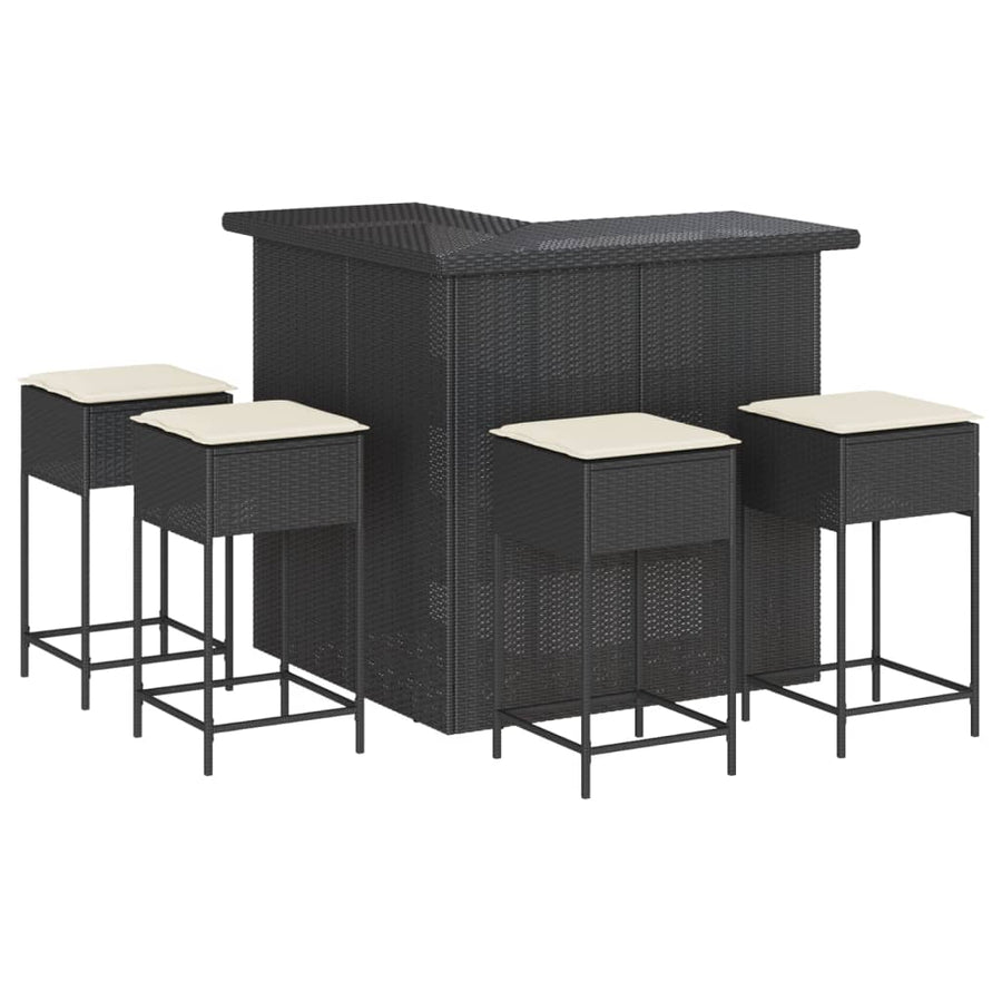 5-Delige Tuinbarset Met Kussens Poly Rattan 4