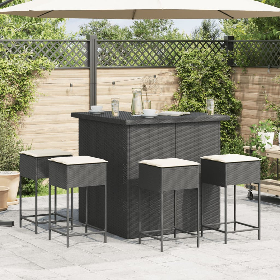 5-Delige Tuinbarset Met Kussens Poly Rattan 4