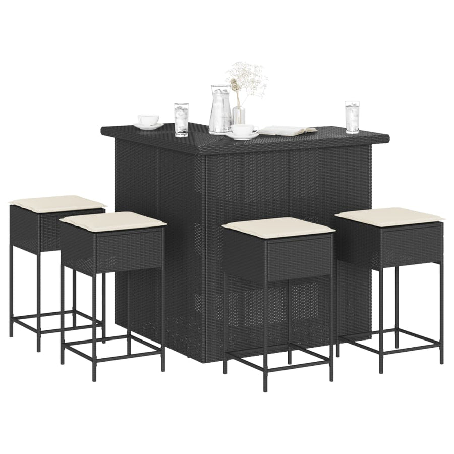 5-Delige Tuinbarset Met Kussens Poly Rattan 4