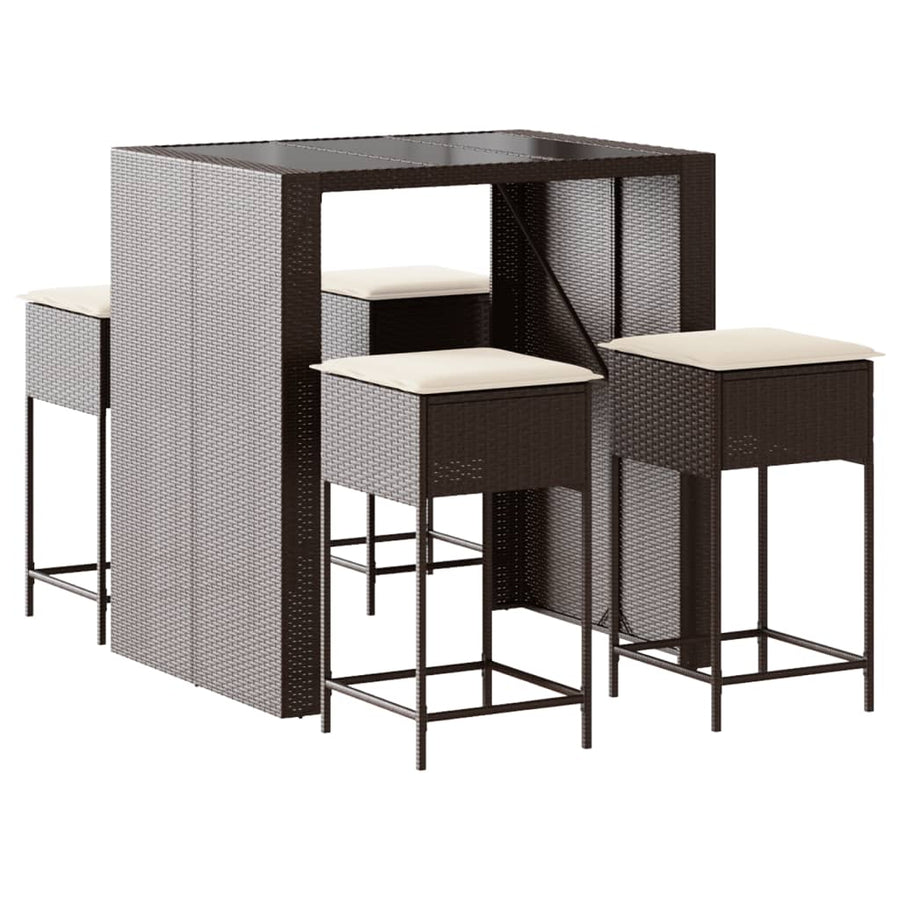 5-Delige Tuinbarset Met Kussens Poly Rattan 4