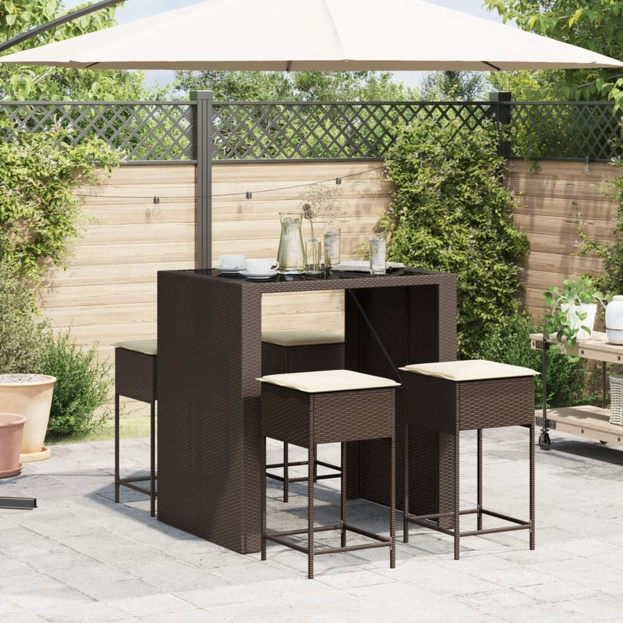5-Delige Tuinbarset Met Kussens Poly Rattan 4