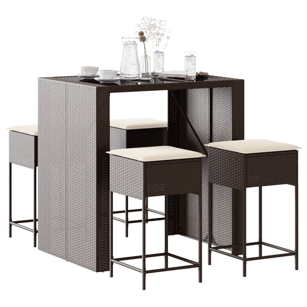 5-Delige Tuinbarset Met Kussens Poly Rattan 4