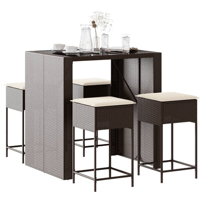 5-Delige Tuinbarset Met Kussens Poly Rattan 4