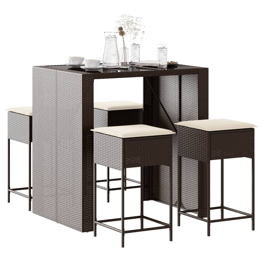 5-Delige Tuinbarset Met Kussens Poly Rattan 4