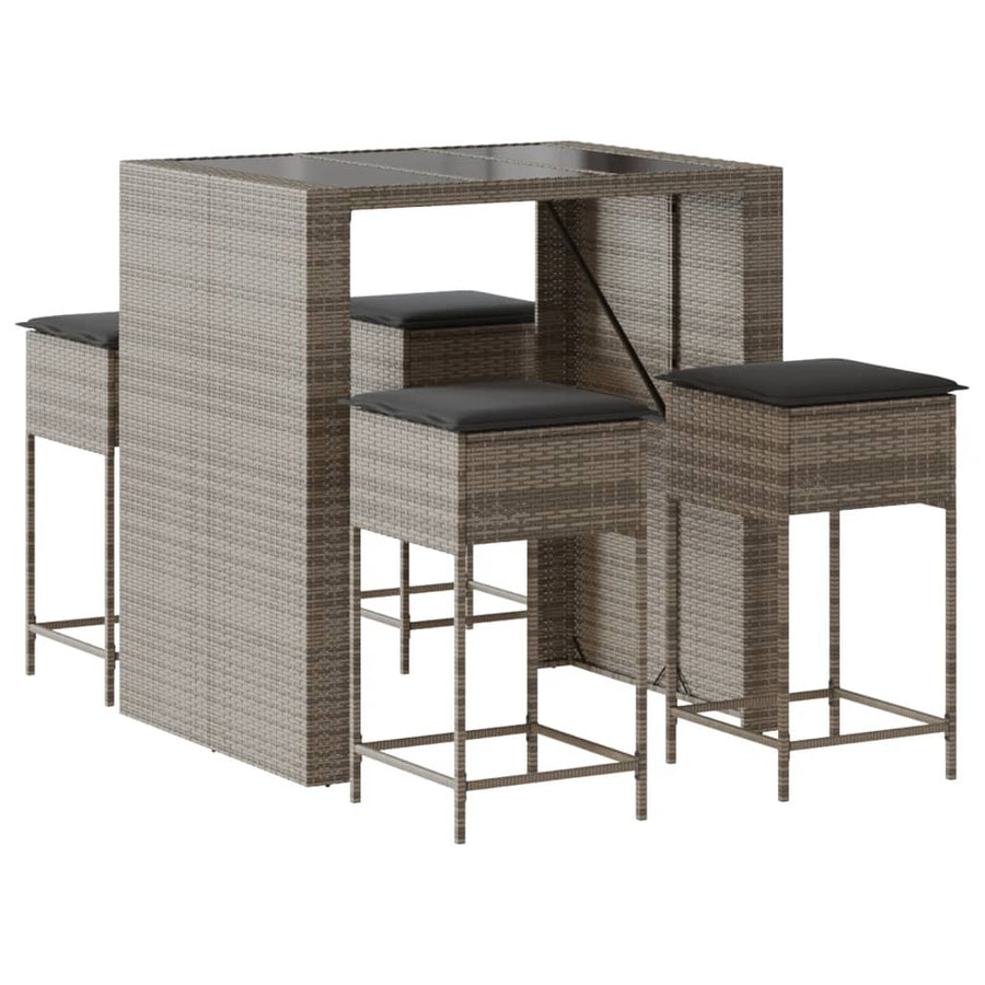 5-Delige Tuinbarset Met Kussens Poly Rattan 4