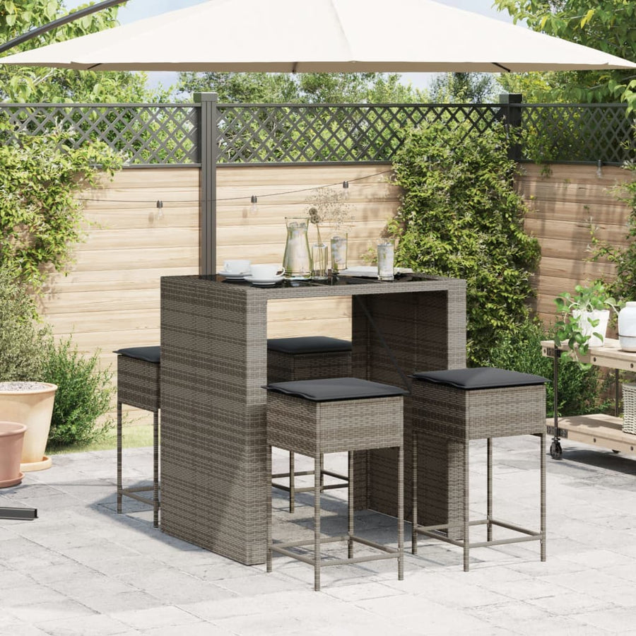 5-Delige Tuinbarset Met Kussens Poly Rattan 4
