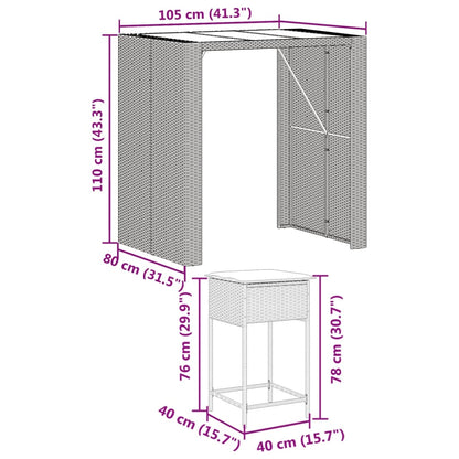 5-Delige Tuinbarset Met Kussens Poly Rattan 4