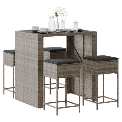 5-Delige Tuinbarset Met Kussens Poly Rattan 4