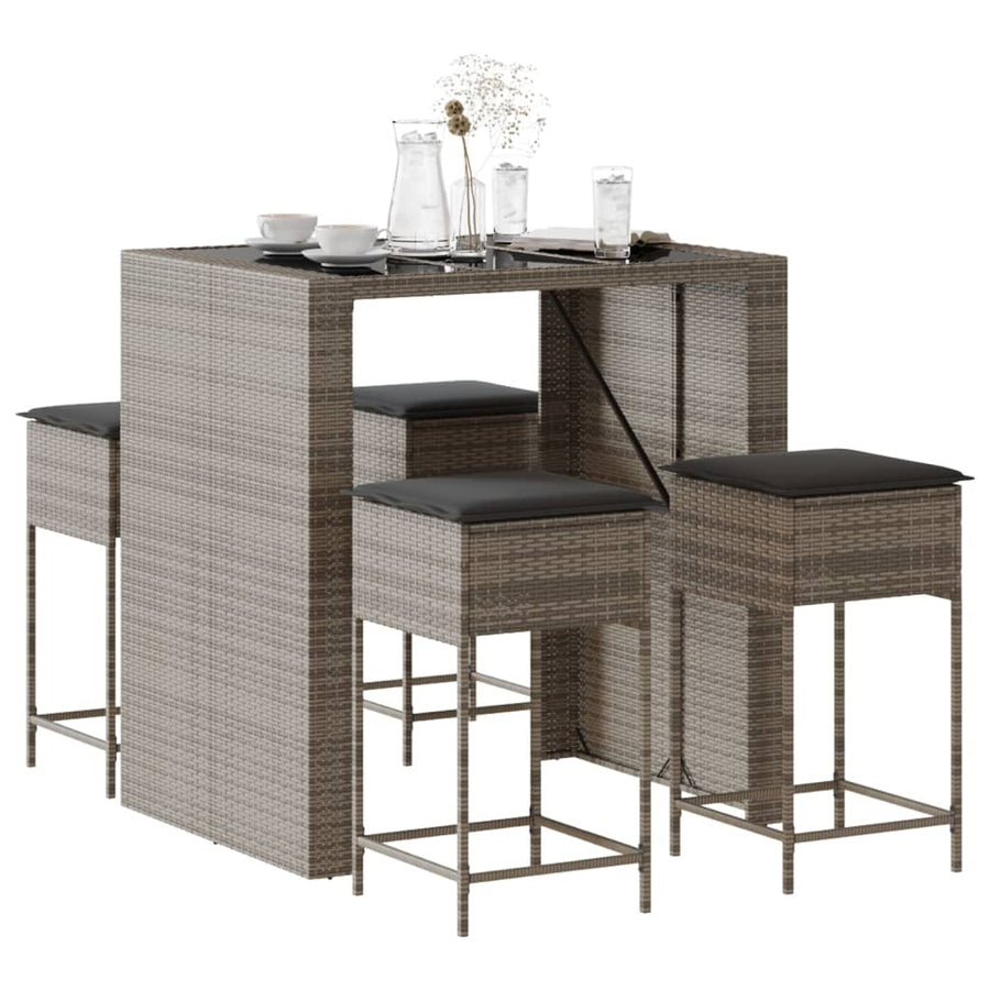 5-Delige Tuinbarset Met Kussens Poly Rattan 4