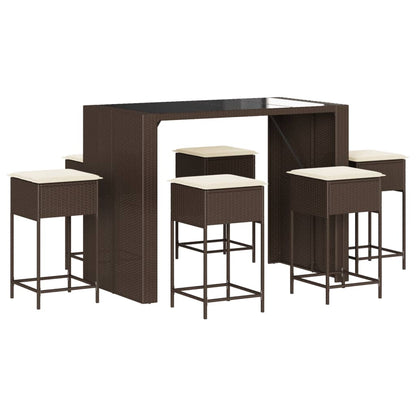 7-Delige Tuinbarset Met Kussens Poly Rattan 6