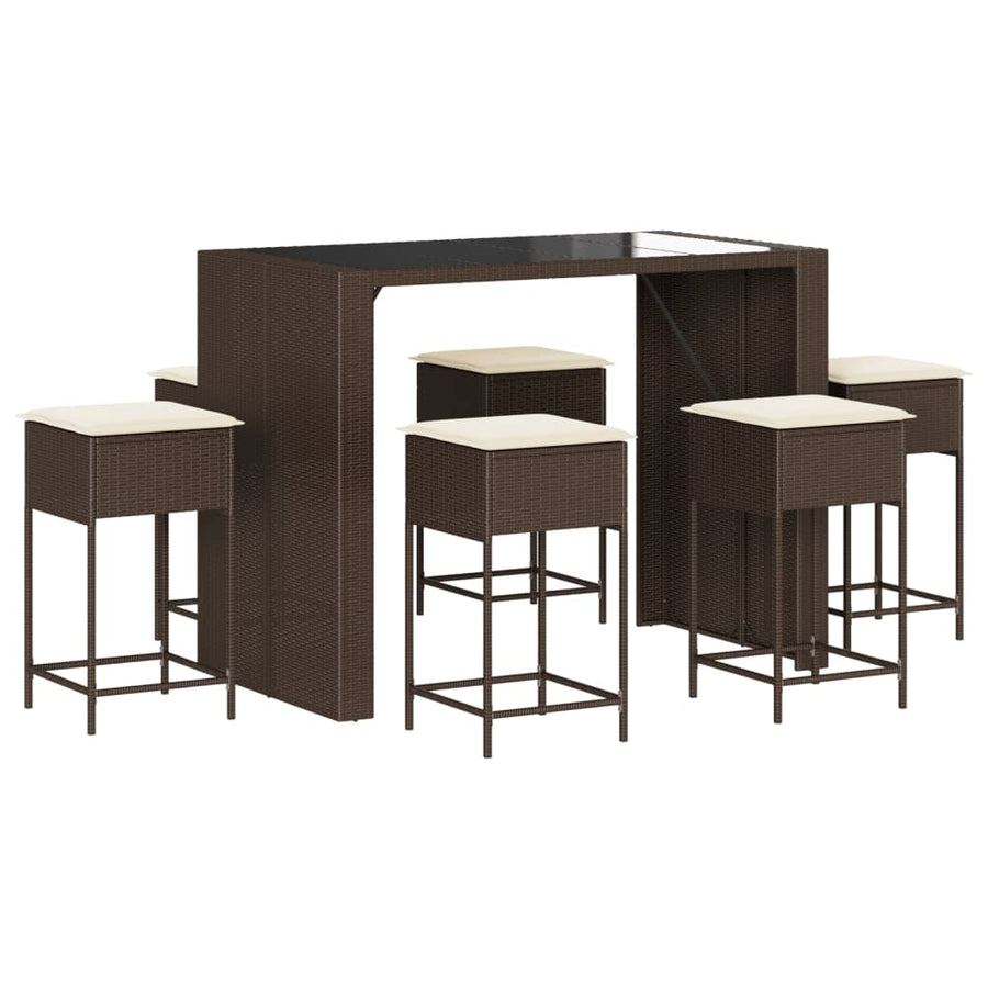 7-Delige Tuinbarset Met Kussens Poly Rattan 6