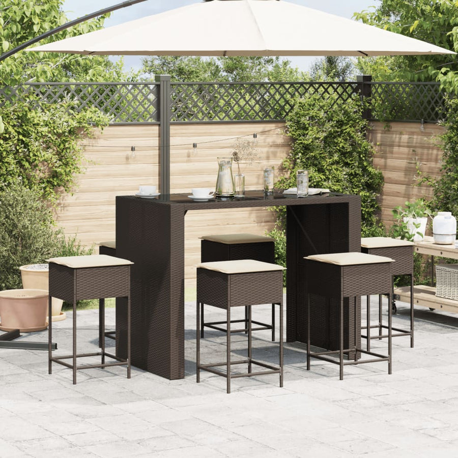7-Delige Tuinbarset Met Kussens Poly Rattan 6
