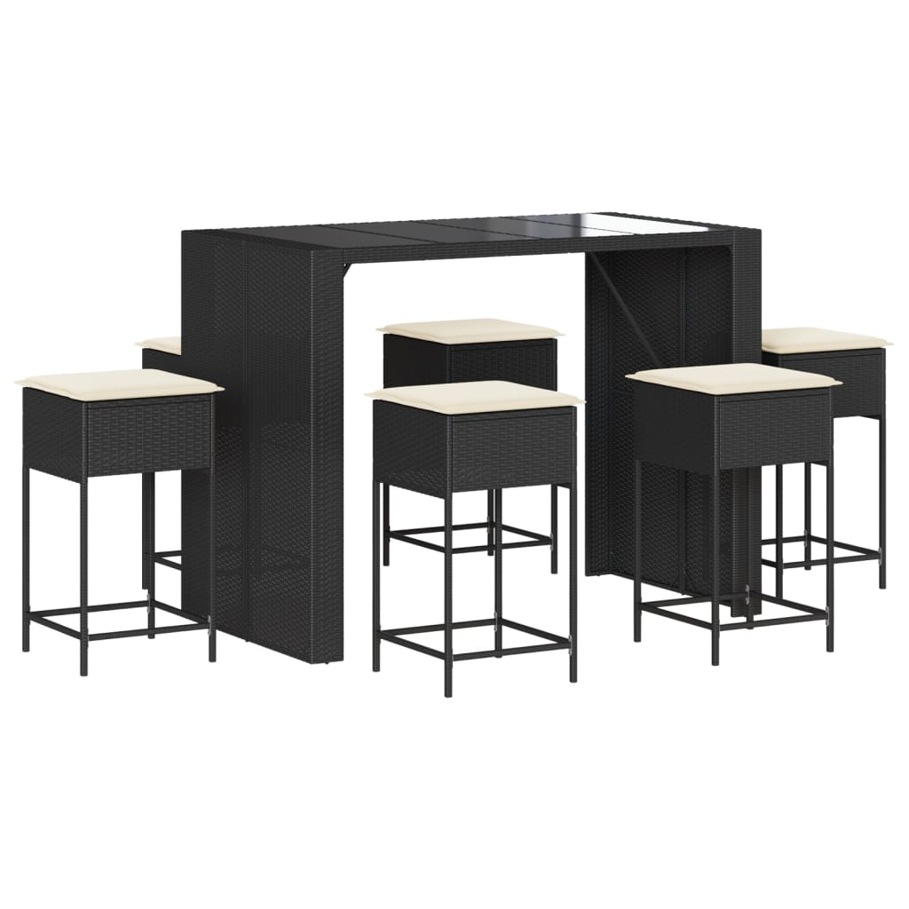 7-Delige Tuinbarset Met Kussens Poly Rattan 6