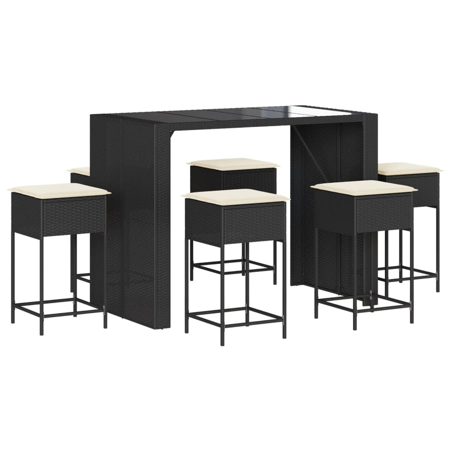 7-Delige Tuinbarset Met Kussens Poly Rattan 6