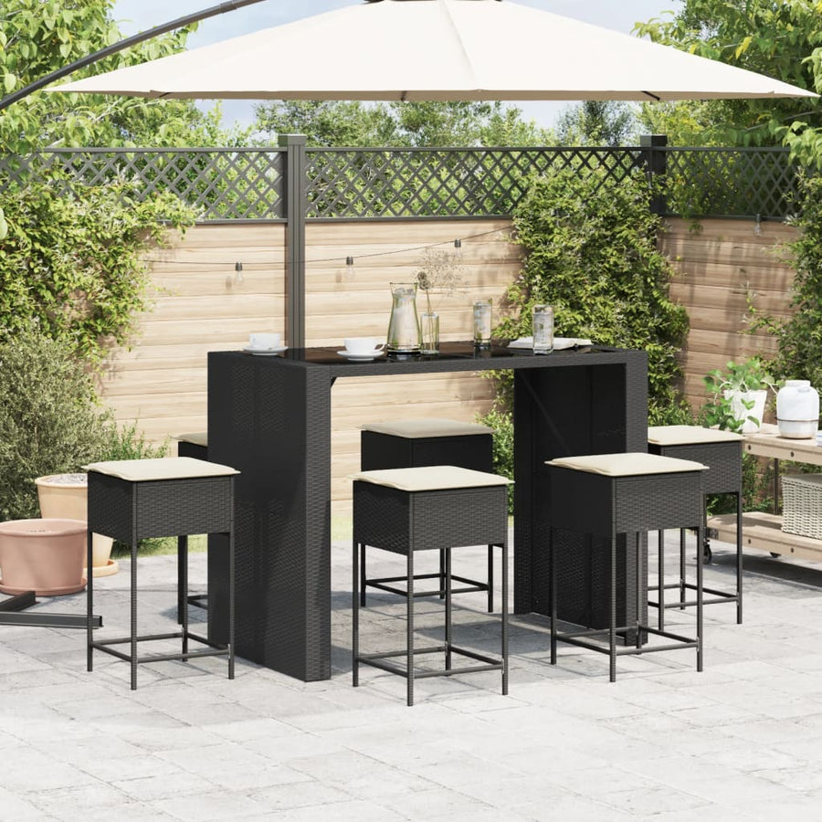 7-Delige Tuinbarset Met Kussens Poly Rattan 6