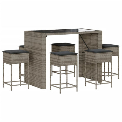 7-Delige Tuinbarset Met Kussens Poly Rattan