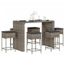 7-Delige Tuinbarset Met Kussens Poly Rattan