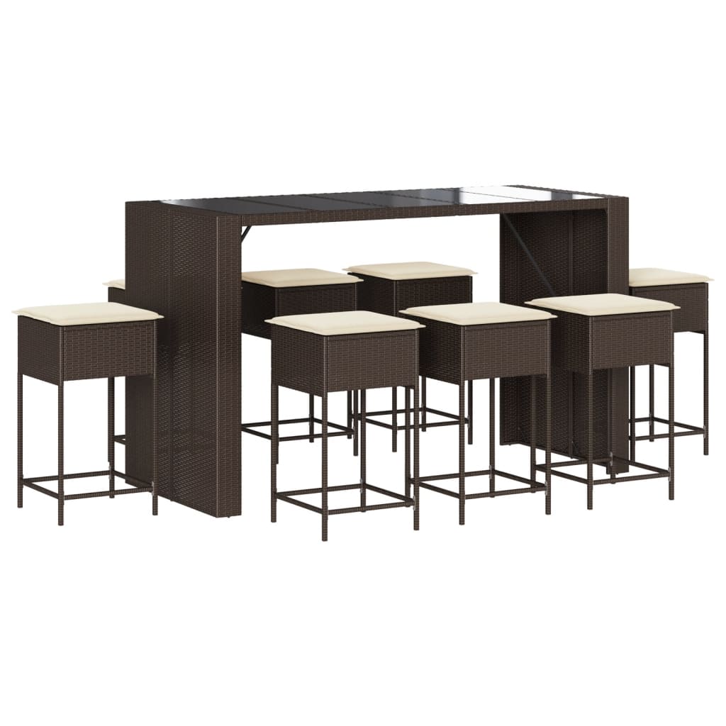 9-Delige Tuinbarset Met Kussens Poly Rattan 8