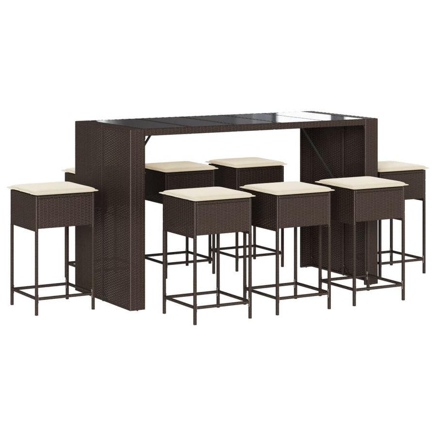 9-Delige Tuinbarset Met Kussens Poly Rattan 8