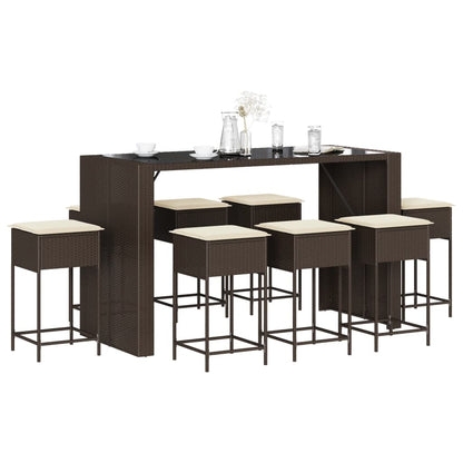 9-Delige Tuinbarset Met Kussens Poly Rattan 8