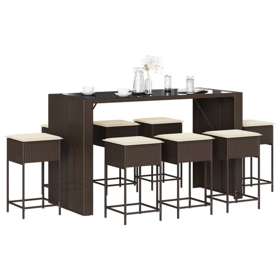 9-Delige Tuinbarset Met Kussens Poly Rattan 8